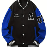 kkboxly Men's Stylish Baseball Jacket - Make a Lasting Impression with a Patch Long Sleeve Look