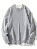 kkboxly  Fake 2 Piece Mens Warm Thermal Sweater, Casual Comfy Pullover, Mens Clothing For Winter