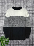 2025 kkboxly  Men's Gradient Crewneck Casual Check Knit Pullover Sweater
