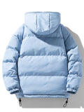 Plus Size Men's Reversible Jacket Solid Puffer Hooded Jacket Fashion Casual Jacket For Fall Winter, Men's Clothing