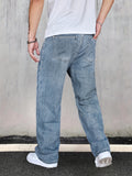 kkboxly  Loose Fit Distressed Jeans, Men's Casual Street Style Denim Pants For Summer Fall