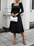 kkboxly  Beaded Decor Long Sleeve Dress, Elegant A-line Dress For Spring & Fall, Women's Clothing