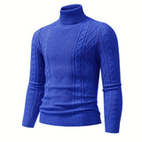 kkboxly  Men's Plain Turtleneck Sweater, Trendy High Stretch Fashion Comfy Thermal Tops
