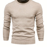 kkboxly Men's Solid Color Crew Neck Slim Fit Knit Sweater