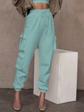 kkboxly  Drawstring Baggy Cargo Pants, Casual High Waist Flap Pockets Pants, Women's Clothing