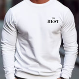 kkboxly  ' Yes Boss ' Print Crew Neck Sweatshirt Pullover For Men Solid Color Sweatshirts For Spring Fall Long Sleeve Tops