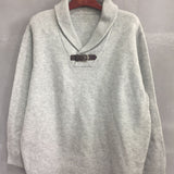 kkboxly  Plus Size Men's Shawl Neck Long Sleeve Sweater With Decorated Leather Belt