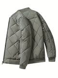 Warm Fleece Thickened Jacket, Men's Casual Baseball Collar Zip Up Jacket Coat For Fall Winter