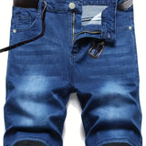 kkboxly  Classic Design Denim Shorts, Men's Casual Street Style Slightly Stretch Denim Shorts For Summer