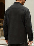 Solid Color Jackets For Men Dual Pockets Snap Button Up Lapel Stylish Coat Jackets For Men