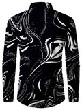 Luxury Pattern Men's Shirt Top Turn-Down Collar Long Sleeve Closure Male Casual Shirt For Men Daily Vacation Streetwear