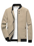 kkboxly  Classic Design Windbreaker Jacket, Men's Casual Stand Collar Zip Up Jacket Coat For Spring Fall Outdoor Hiking Camping Cycling