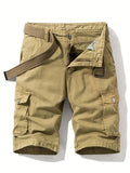 kkboxly Men's Plain Flap Pocket Cotton Cargo Shorts For Spring And Summer