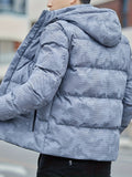 kkboxly  Warm Camouflage Pattern Winter Jacket, Men's Casual Stand Collar Padded Coat For Fall Winter