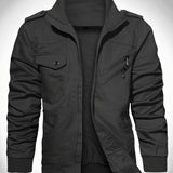 kkboxly  Men's Military Jacket Casual Cotton Utility Coat, Spring Falls Durable Army Cargo Bomber Stand Collar Multi-Pocket Jacket