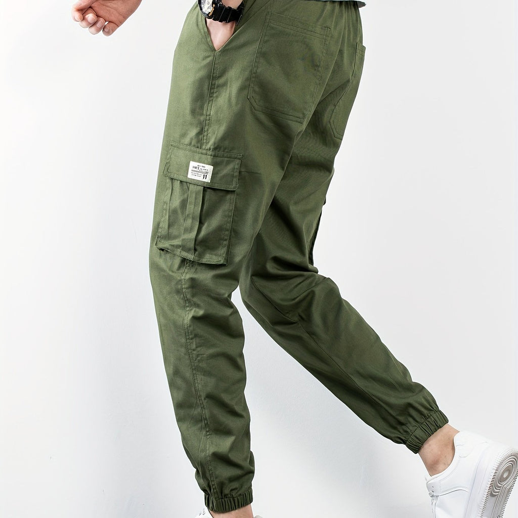 dunnmall  kkboxly  Classic Design Multi Flap Pockets Cargo Pants, Men's Casual Techwear Drawstring Cargo Pants Hip Hop Joggers For Autumn Summer Outdoor