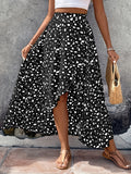 kkboxly  Dalmatian Print Ruffle Hem Skirt, Casual Skirt For Spring & Summer, Women's Clothing