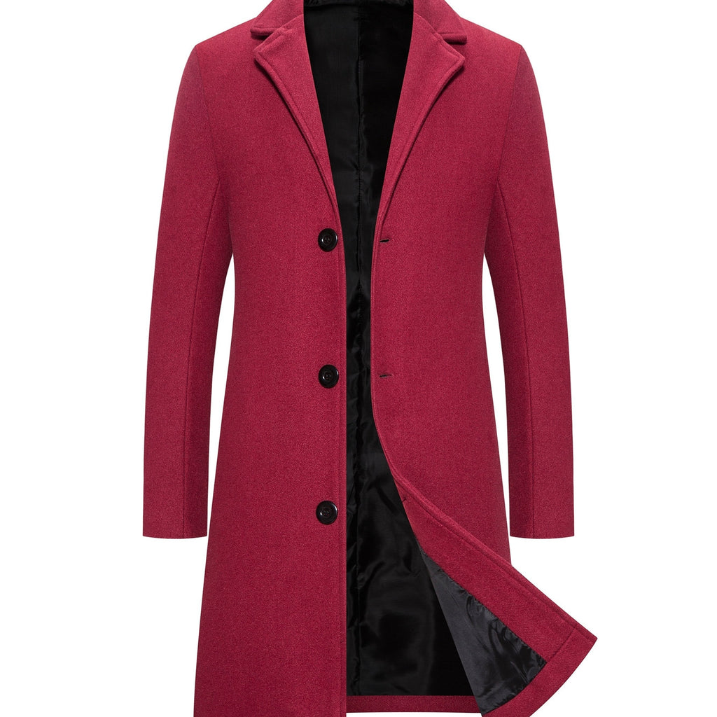 kkboxly Stay Warm and Stylish in This Men's Mid-Length Woolen Trench Coat Jacket