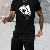 kkboxly  Poker Dice Print, Men's Graphic T-shirt, Casual Comfy Tees For Summer