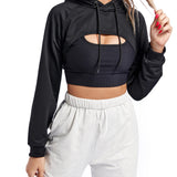 kkboxly  Solid Long Sleeve Hoodies, Casual Hooded Sweatshirt Tops For Women, Women's Clothing
