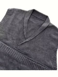 Plus Size Men's Solid Knit Vest Spring Fall Winter Sleeveless Sweater, Men's Clothing