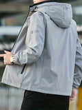 kkboxly  Men's Windbreaker Detachable Hooded Jacket, Zipper Pockets Jackets By Activity For Outdoor Activities