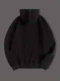 ''58.42cm Print Men's Fleece Hoodie, Comfy Stretch Drawstring Trendy Hooded Pullover