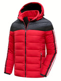 kkboxly  kkboxly  Warm Winter Detachable Hooded Jacket, Men's Casual Patchwork Zip Up Winter Jacket For Fall Winter Outdoor