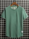kkboxly  Men's "Smile" T-shirt For Summer Outdoor, Casual Slightly Stretch Crew Neck Tee Short Sleeve Graphic Stylish Clothing