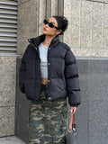 kkboxly  High Neck Winter Wear Coat, Casual Long Sleeve Warm Outerwear, Women's Clothing