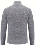 Plus Size Men's Solid Knit Cardigan For Spring Fall