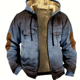 kkboxly  Men's Warm Fleece Zip Up Hooded Coat With Multi Pocket For Fall Winter