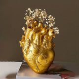 kkboxly 1pc Heart-shaped Resin Ornaments, For Desktops And Living Rooms, Including Flower Vases And Dried Flower Arrangements For Dining Tables, Resin Flower Vases For Desktops