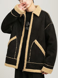 Men's Warm Fleece Jacket, Casual Stylish Warm Jacket For Fall Winter