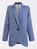 kkboxly  Allover Print Lapel Blazer, Casual Long Sleeve Outerwear, Women's Clothing