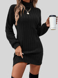 kkboxly  Turtleneck Sweater Dress, Casual Long Sleeve Solid Dress, Women's Clothing