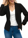 kkboxly  Elegant Solid Long Sleeve Blazer, Open Front Lapel Blazer, Elegant & Stylish Tops For Office & Work, Women's Clothing