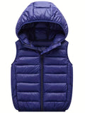 Boys Winter Hooded Coat, Cotton Padded Light Warm Sleeveless Vest Jacket Cute Hooded Outerwear