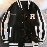 kkboxly  Color Block Varsity Jacket, Men's Casual Baseball Jacket Coat Regular Fit College Hipster Windbreaker For Winter Autumn