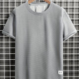 kkboxly  Men's "Smile" T-shirt For Summer Outdoor, Casual Slightly Stretch Crew Neck Tee Short Sleeve Graphic Stylish Clothing