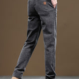 kkboxly kkboxly  Men's Casual Warm Slim Fit Trousers, Semi-Formal cropped Pants For Fall Winter Business Leisure Activities