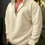 kkboxly  Men's Sweatshirt Pullover For Men Solid Zipper Collar Sweatshirts For Winter Fall Long Sleeve Tops