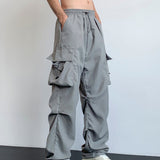 kkboxly  Solid Multi Flap Pockets Men's Straight Leg Cargo Pants, Loose Casual Outdoor Baggy Pants, Men's Work Pants Hiphop Style