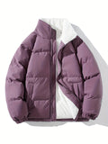 kkboxly  Men's Loose Fit Warm Fleece Jacket, Casual Puffer Coat For Fall Winter