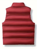 Warm Winter Vest, Men's Casual Zipper Pockets Stand Collar Zip Up Vest For Fall Winter