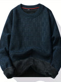 kkboxly All Match Knitted Sweater, Men's Casual Warm Slightly Stretch Crew Neck Pullover Sweater For Men Fall Winter