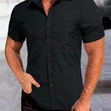 2025 kkboxly  Trendy Plus Size Men's Short-Sleeve Shirt with Pocket for Summer - Oversized Subway Top for Big & Tall Males - Stylish Clothing for Men