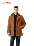 kkboxly  Men's Casual Lapel Overcoat, Single Breasted Winter Jacket Trench Coat For Business Leisure Activities