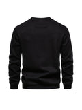 Solid Cotton Blend  Trendy Sweatshirt, Men's Casual Classic Design Crew Neck Pullover Sweatshirt For Men Fall Winter