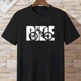 kkboxly  'Ride' Bike Cycling Print T Shirt, Tees For Men, Casual Short Sleeve Tshirt For Summer Spring Fall, Tops As Gifts